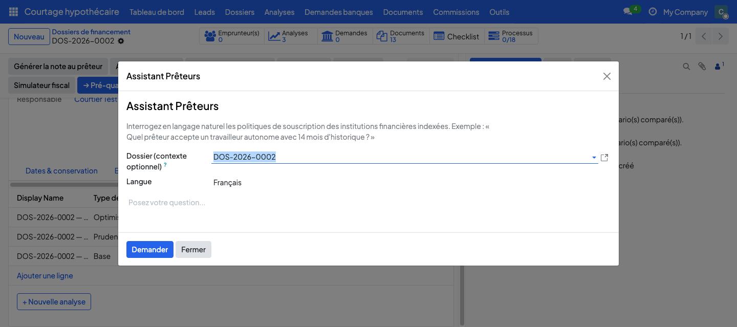 Intelligence artificielle — Intake IA sur le portail client